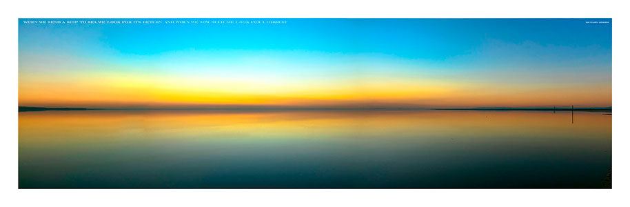 Sunset over still water, reflection of sky nothing on water; Button for Australia Wide Gallery.